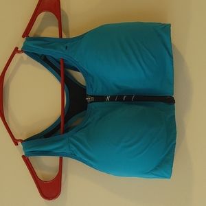 Nike zip front sports bra - teal and black